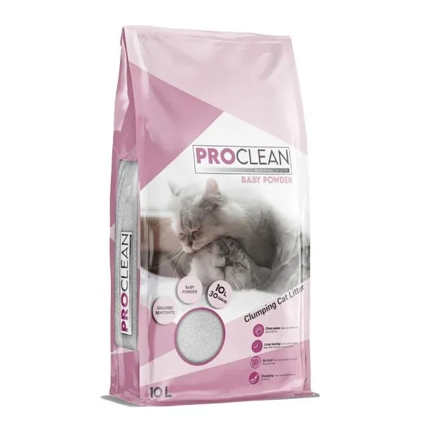 ProClean Bebek Pudra Kokulu Topaklanan Kedi Kumu 1 Adet İnce Taneli 10 Lt